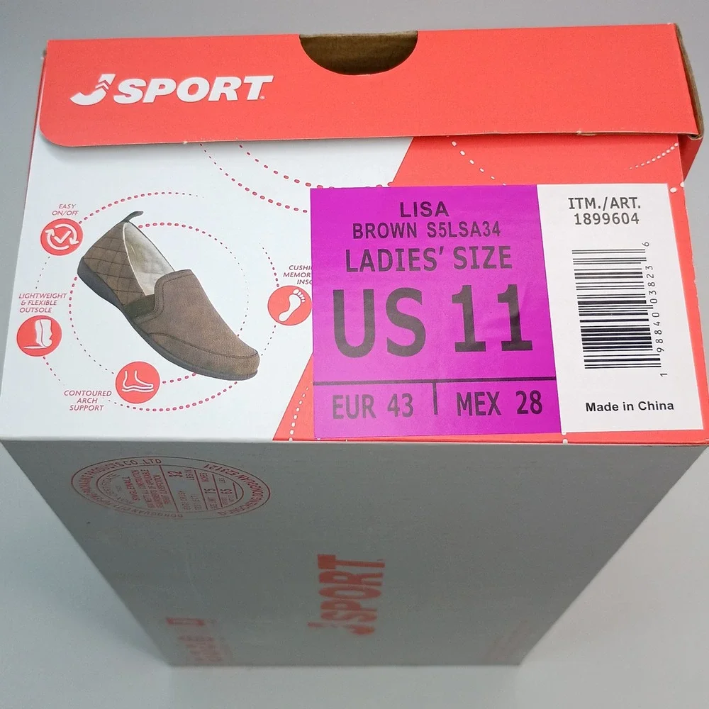 J Sport Lisa Slip On Women Size‎ 11 Brown Quilted Memory Foam Loafer